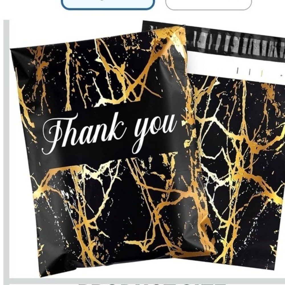 Black‎ Gold Marble Thank You Poly Mailers 10x13 Shipping Bags Self Seal